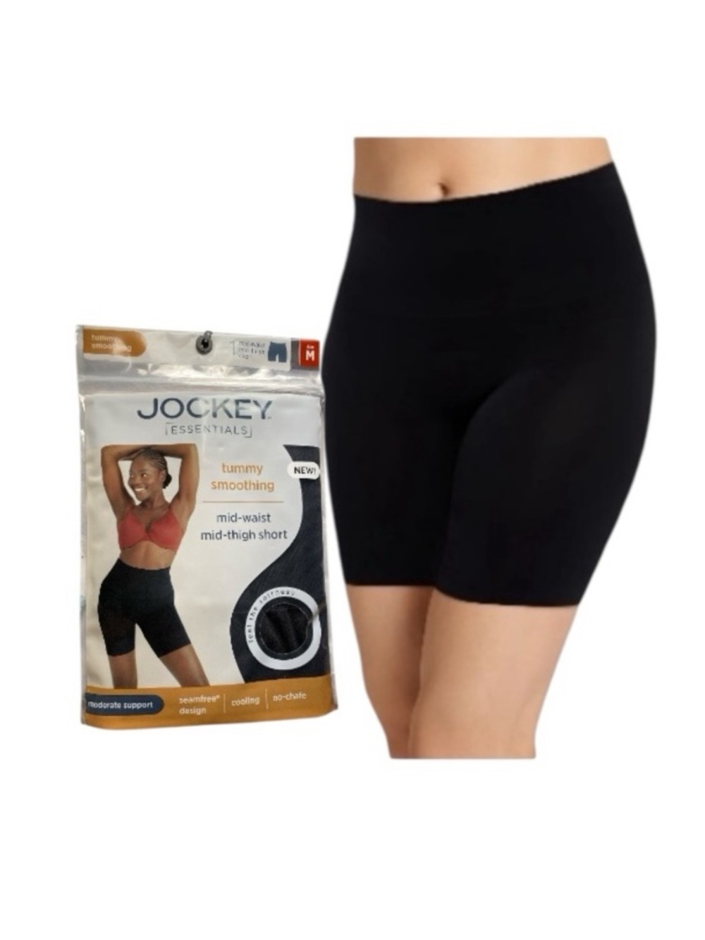 Jockey Black Tummy Smoothing Mid-waist Mid-thigh Shapewear